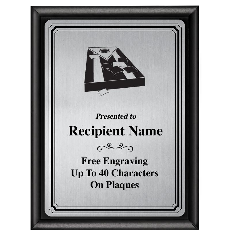 6X8 SLVR TRIO PLT BLK SHNY PLQ