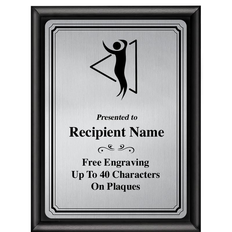 6X8 SLVR TRIO PLT BLK SHNY PLQ