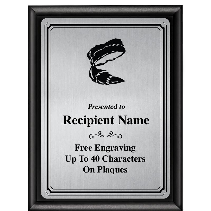 6X8 SLVR TRIO PLT BLK SHNY PLQ