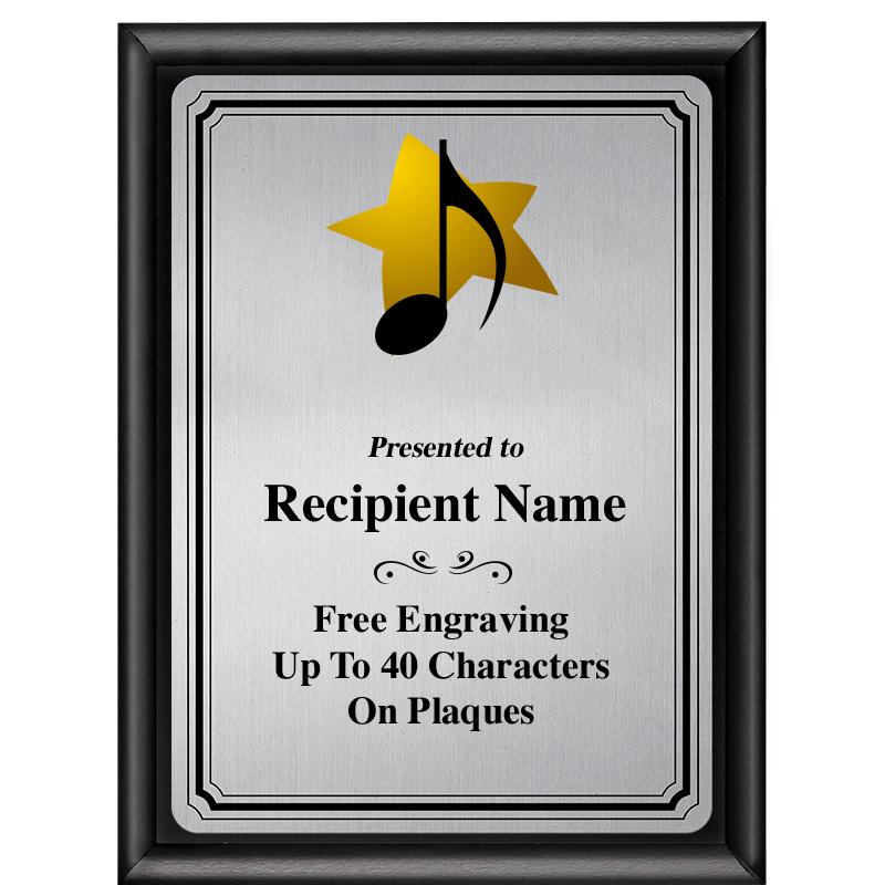 6X8 SLVR TRIO PLT BLK SHNY PLQ