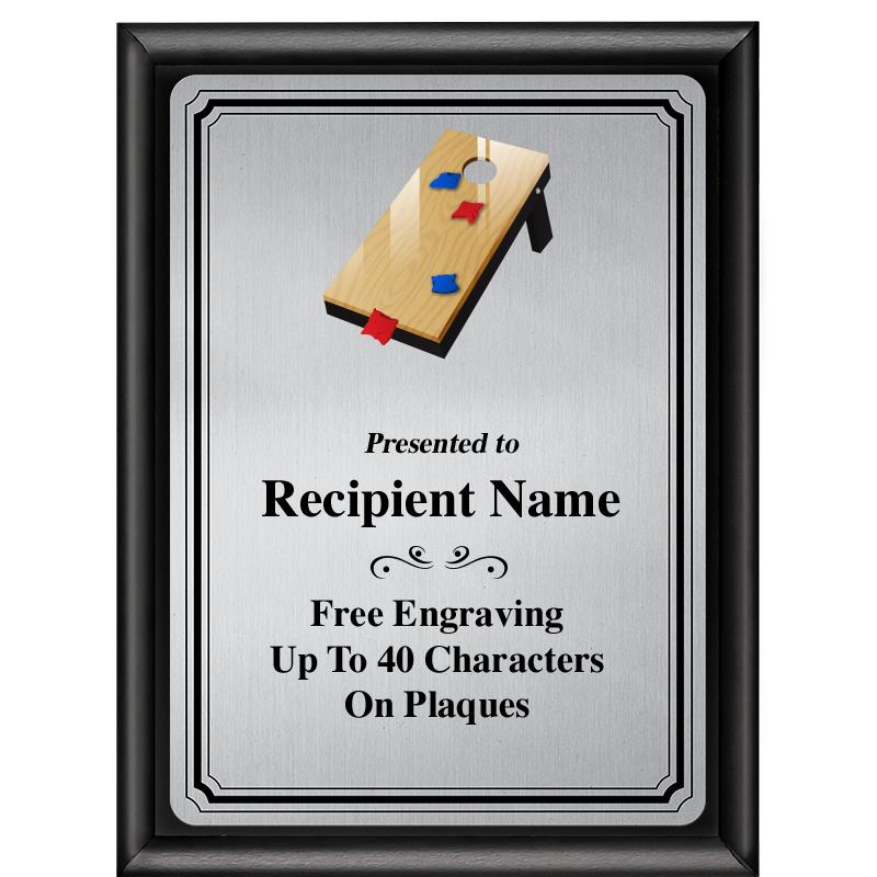 6X8 SLVR TRIO PLT BLK SHNY PLQ