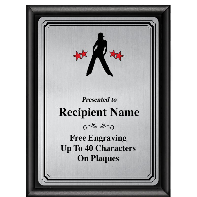 6X8 SLVR TRIO PLT BLK SHNY PLQ