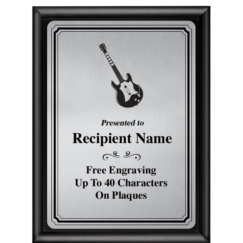 6X8 SLVR TRIO PLT BLK SHNY PLQ