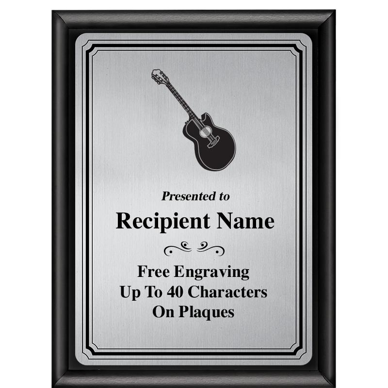 6X8 SLVR TRIO PLT BLK SHNY PLQ