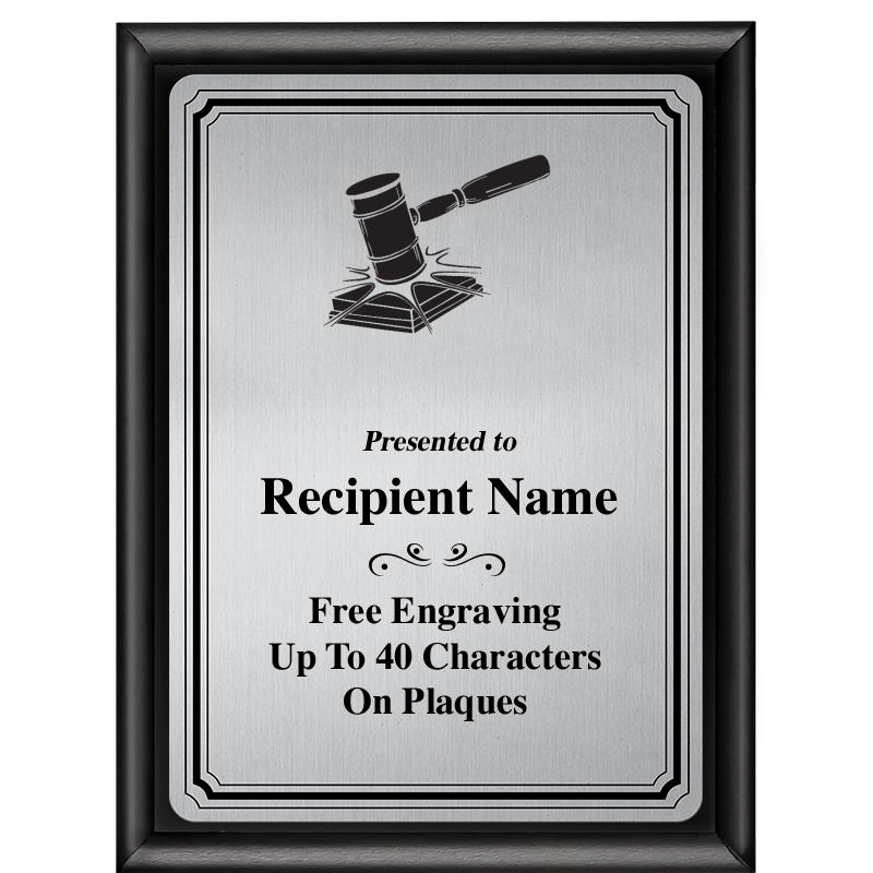 6X8 SLVR TRIO PLT BLK SHNY PLQ