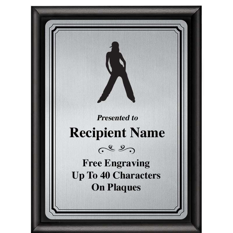 6X8 SLVR TRIO PLT BLK SHNY PLQ