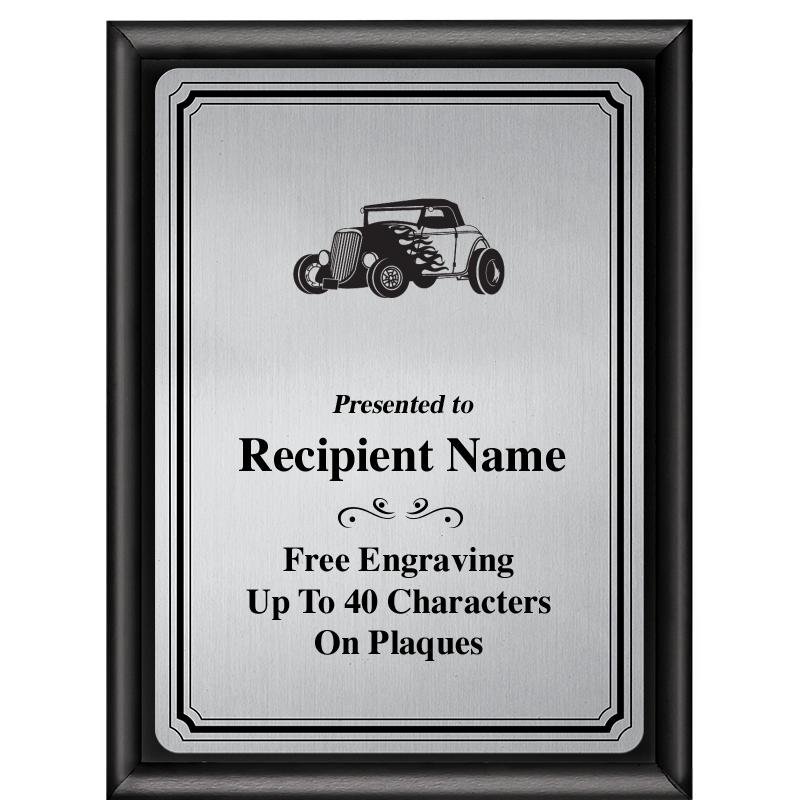 6X8 SLVR TRIO PLT BLK SHNY PLQ