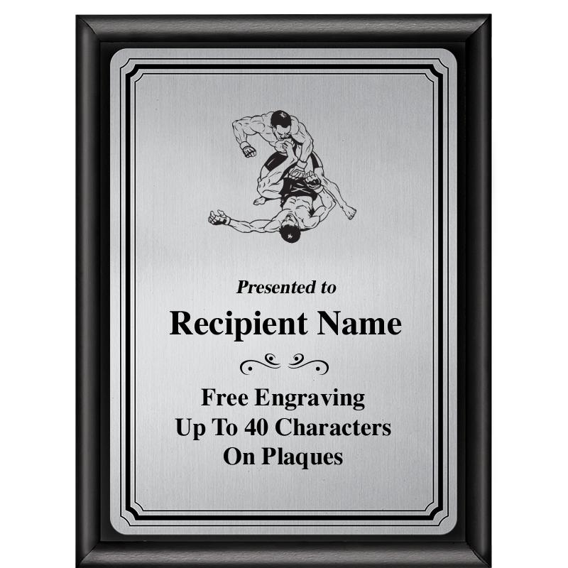 6X8 SLVR TRIO PLT BLK SHNY PLQ