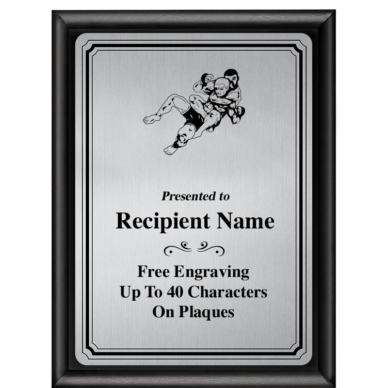 6X8 SLVR TRIO PLT BLK SHNY PLQ