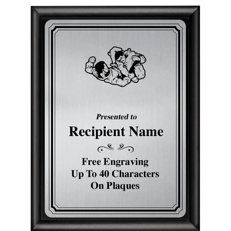 6X8 SLVR TRIO PLT BLK SHNY PLQ