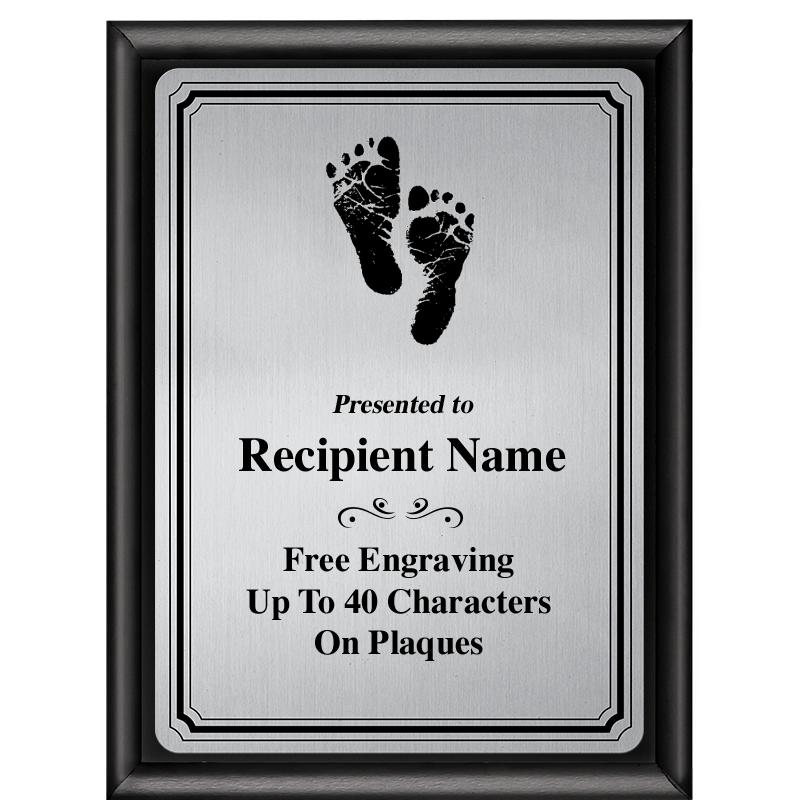 6X8 SLVR TRIO PLT BLK SHNY PLQ