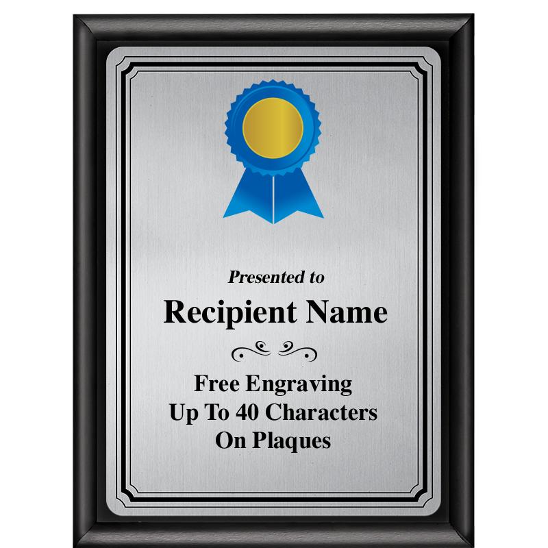 6X8 SLVR TRIO PLT BLK SHNY PLQ