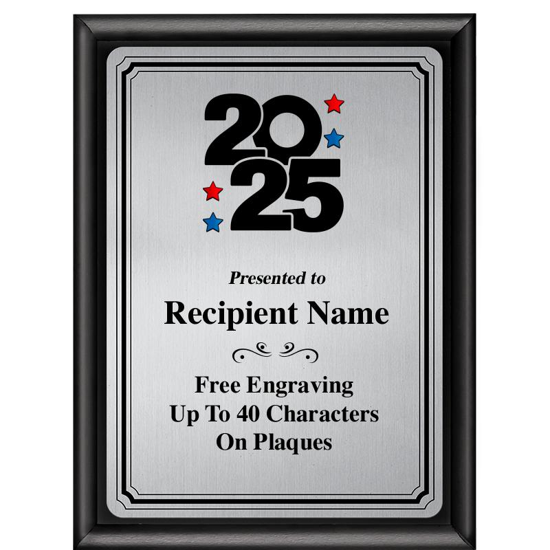 6X8 SLVR TRIO PLT BLK SHNY PLQ