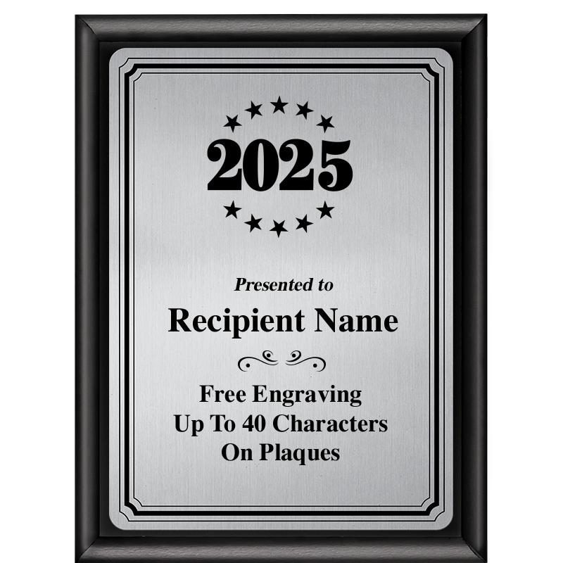 6X8 SLVR TRIO PLT BLK SHNY PLQ