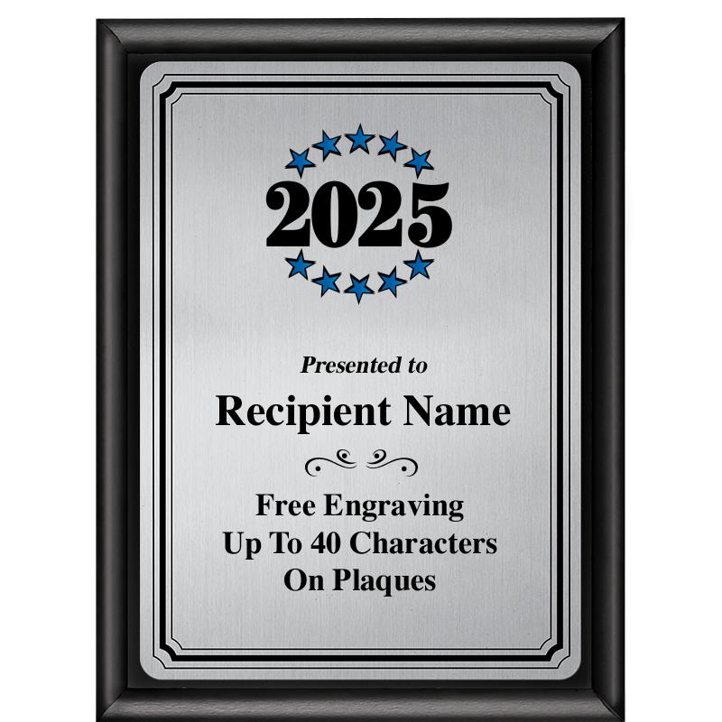 6X8 SLVR TRIO PLT BLK SHNY PLQ