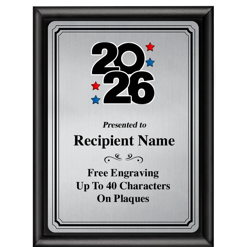 6X8 SLVR TRIO PLT BLK SHNY PLQ