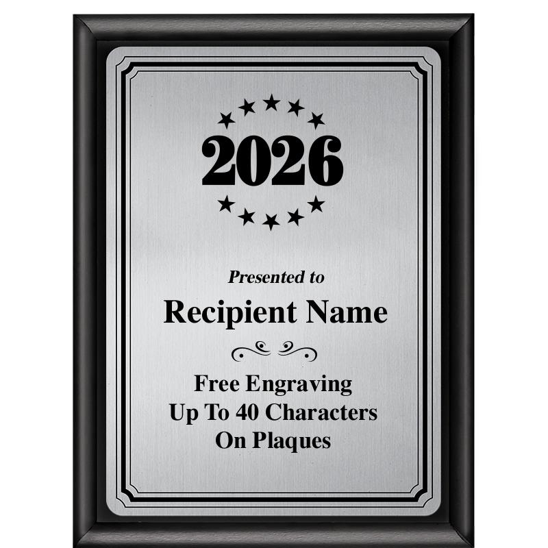 6X8 SLVR TRIO PLT BLK SHNY PLQ