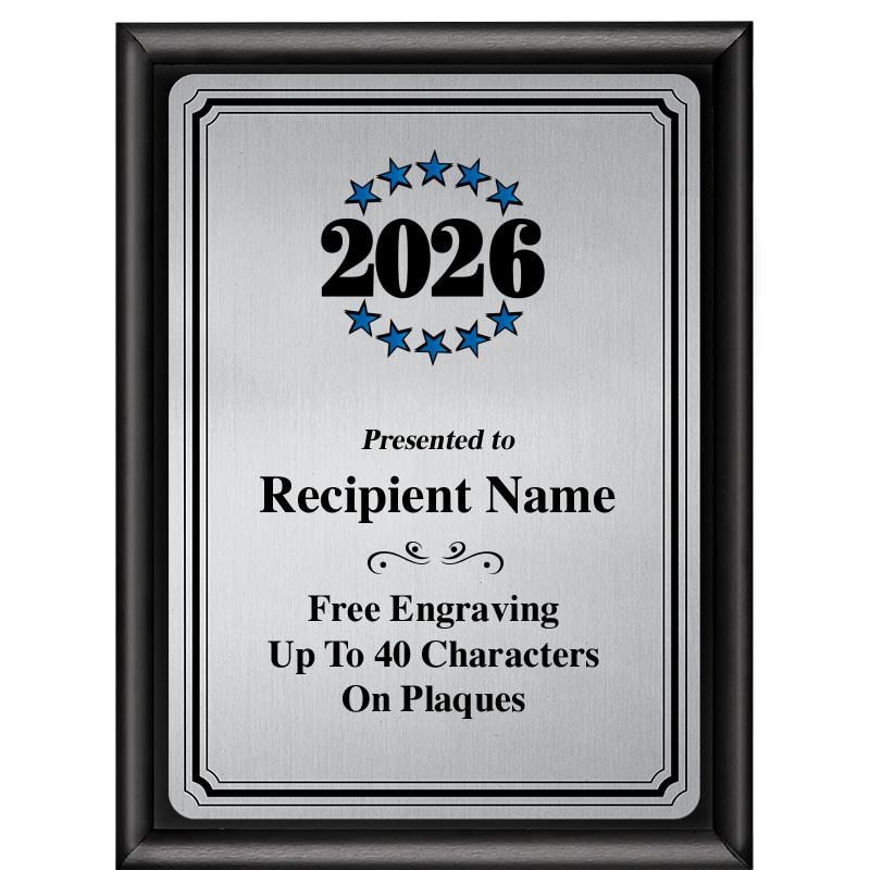 6X8 SLVR TRIO PLT BLK SHNY PLQ