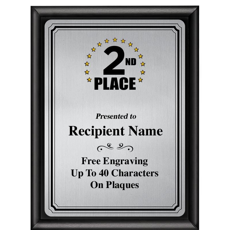 6X8 SLVR TRIO PLT BLK SHNY PLQ