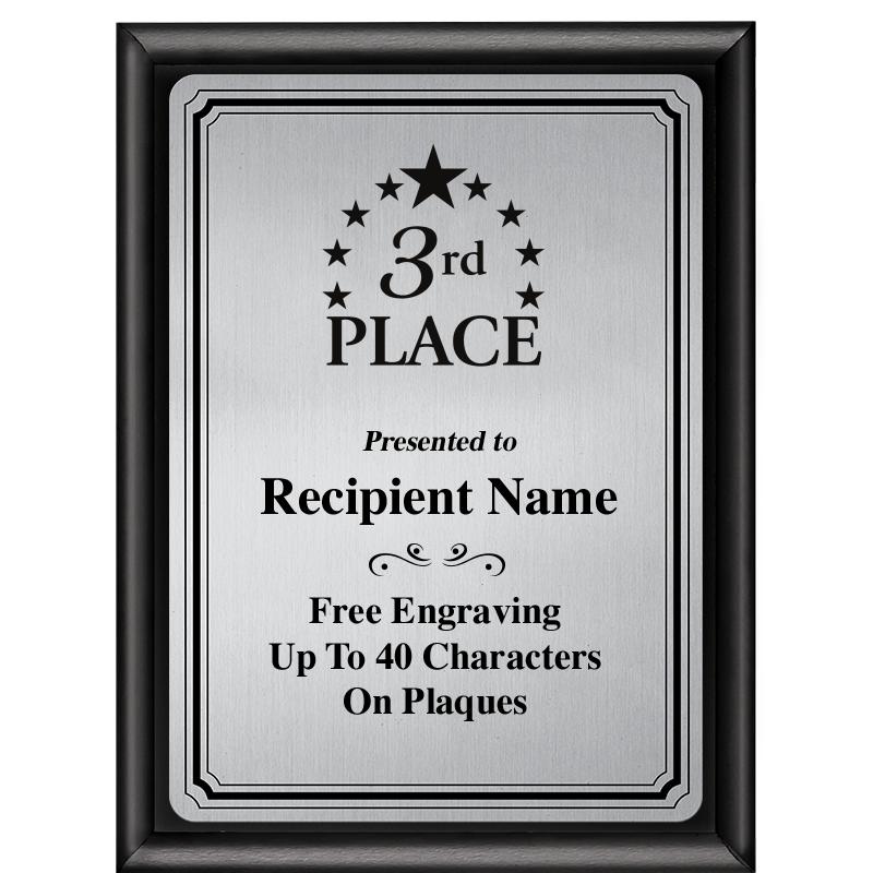 6X8 SLVR TRIO PLT BLK SHNY PLQ