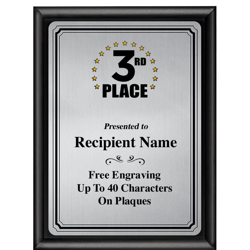 6X8 SLVR TRIO PLT BLK SHNY PLQ