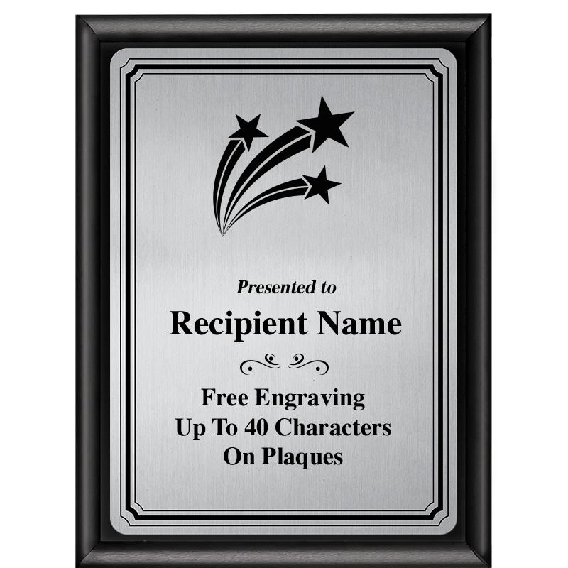 6X8 SLVR TRIO PLT BLK SHNY PLQ