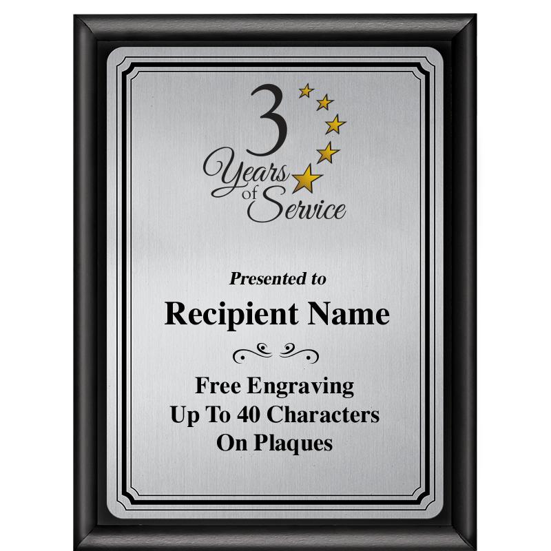 6X8 SLVR TRIO PLT BLK SHNY PLQ