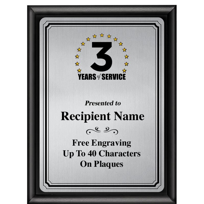 6X8 SLVR TRIO PLT BLK SHNY PLQ