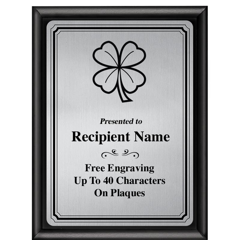 6X8 SLVR TRIO PLT BLK SHNY PLQ