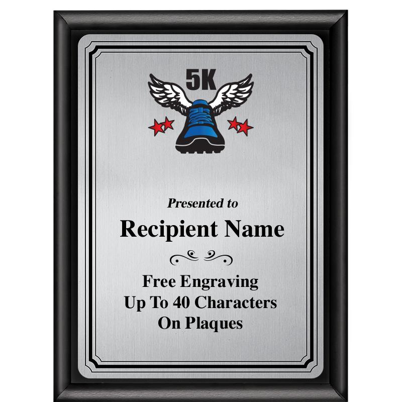 6X8 SLVR TRIO PLT BLK SHNY PLQ