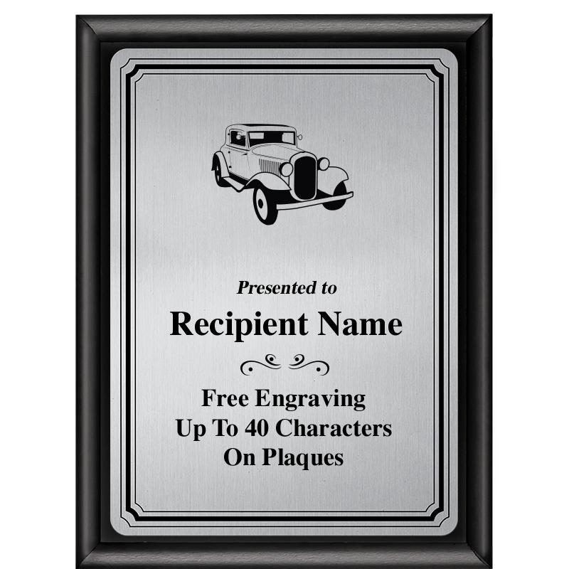 6X8 SLVR TRIO PLT BLK SHNY PLQ