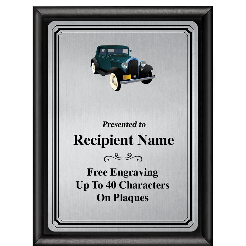 6X8 SLVR TRIO PLT BLK SHNY PLQ