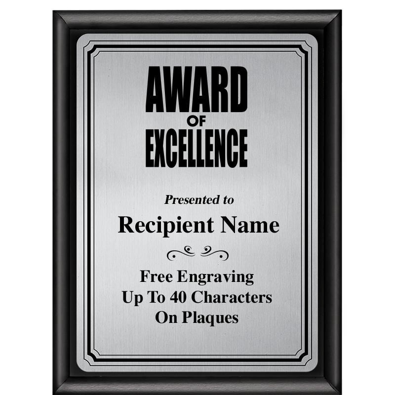 6X8 SLVR TRIO PLT BLK SHNY PLQ