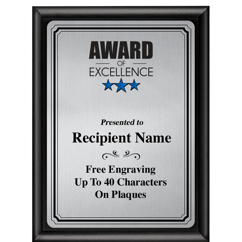 6X8 SLVR TRIO PLT BLK SHNY PLQ