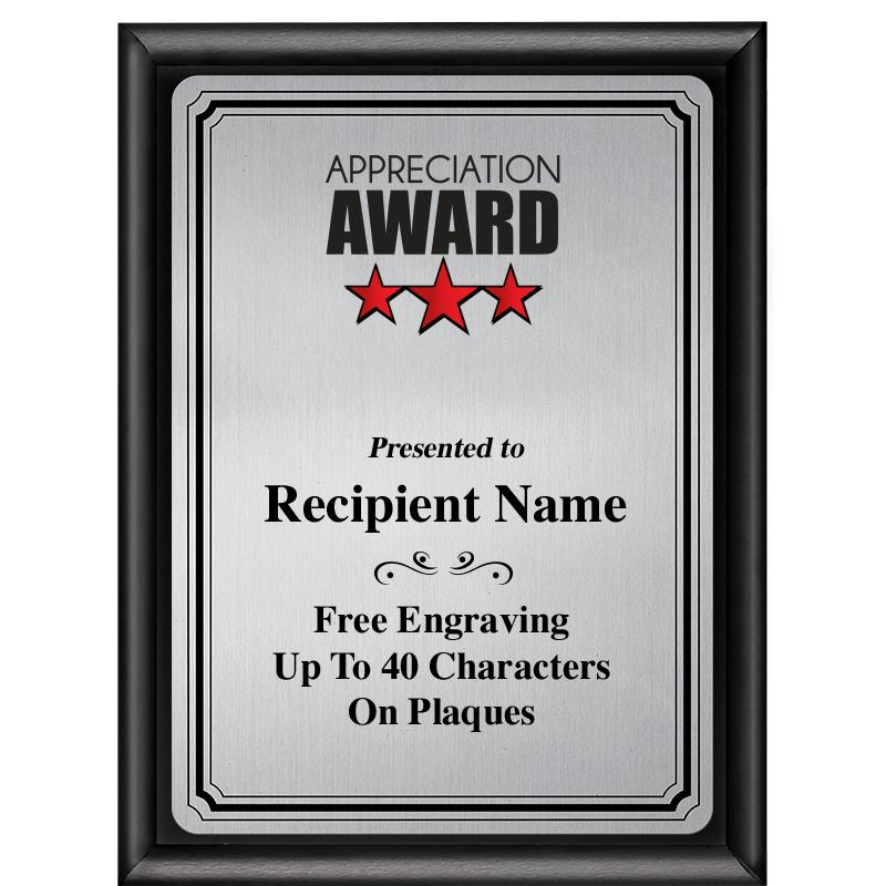 6X8 SLVR TRIO PLT BLK SHNY PLQ