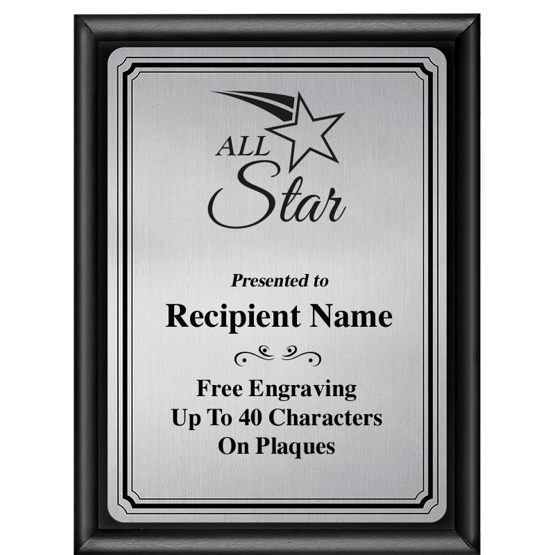 6X8 SLVR TRIO PLT BLK SHNY PLQ