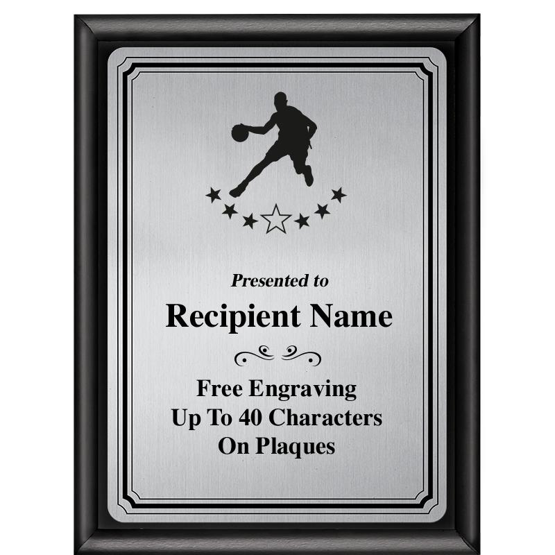 6X8 SLVR TRIO PLT BLK SHNY PLQ