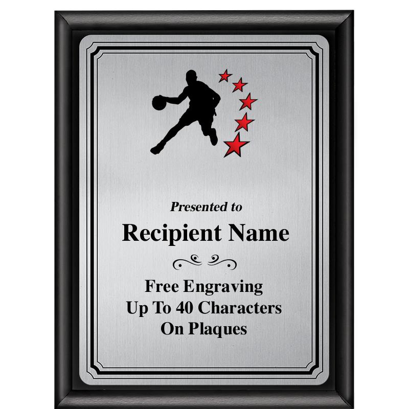 6X8 SLVR TRIO PLT BLK SHNY PLQ