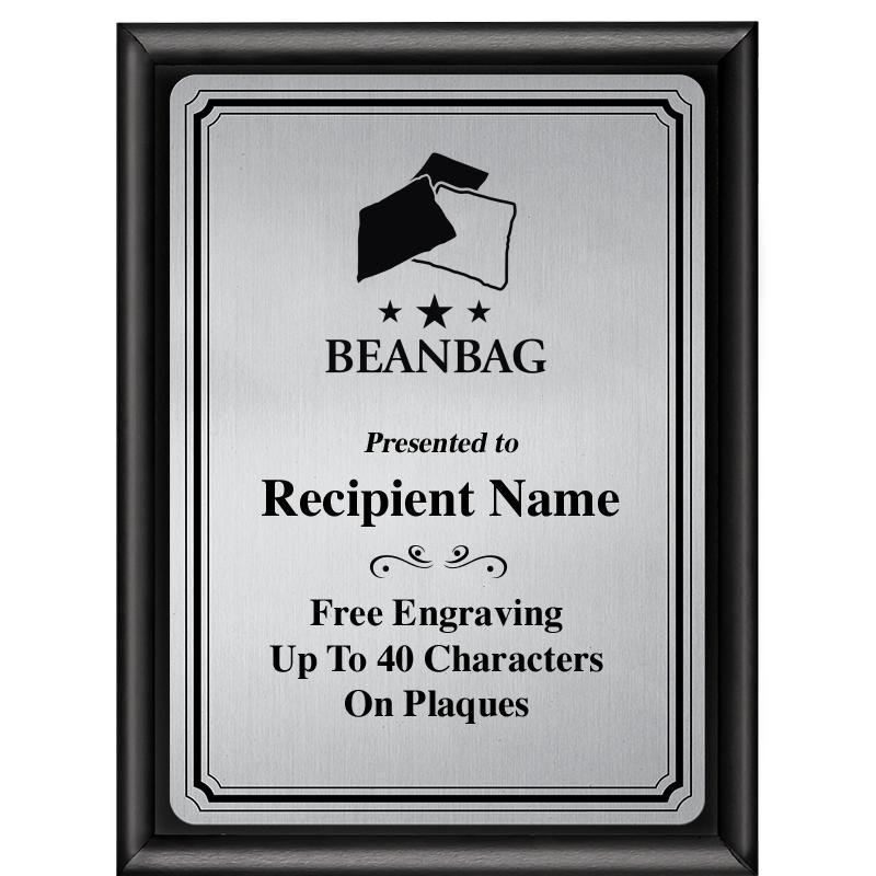 6X8 SLVR TRIO PLT BLK SHNY PLQ