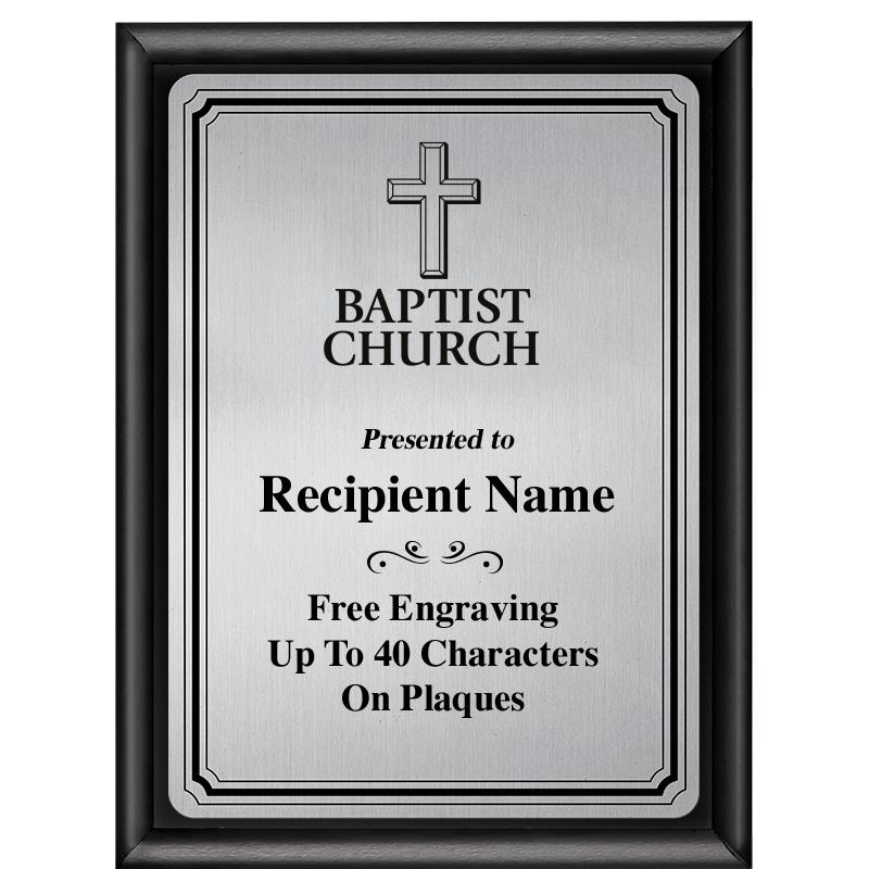 6X8 SLVR TRIO PLT BLK SHNY PLQ