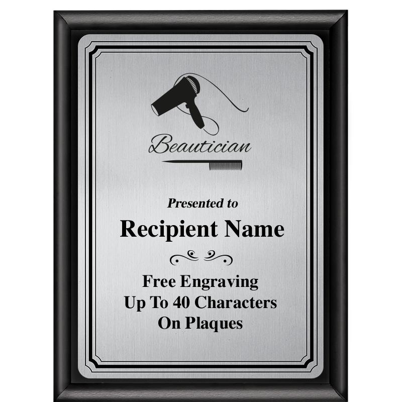 6X8 SLVR TRIO PLT BLK SHNY PLQ