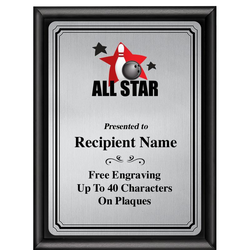 6X8 SLVR TRIO PLT BLK SHNY PLQ