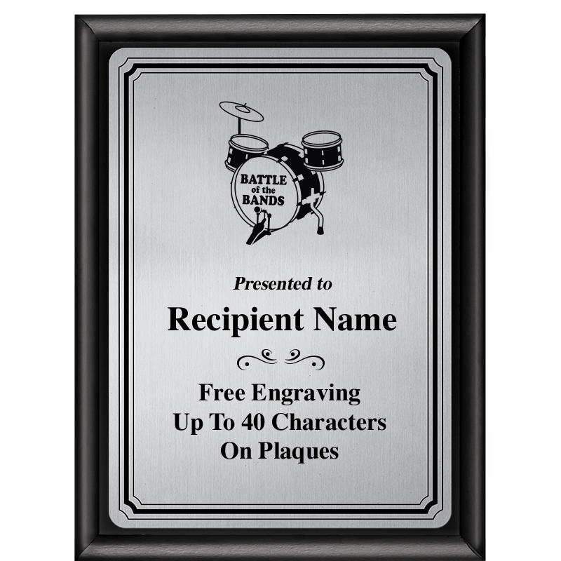 6X8 SLVR TRIO PLT BLK SHNY PLQ