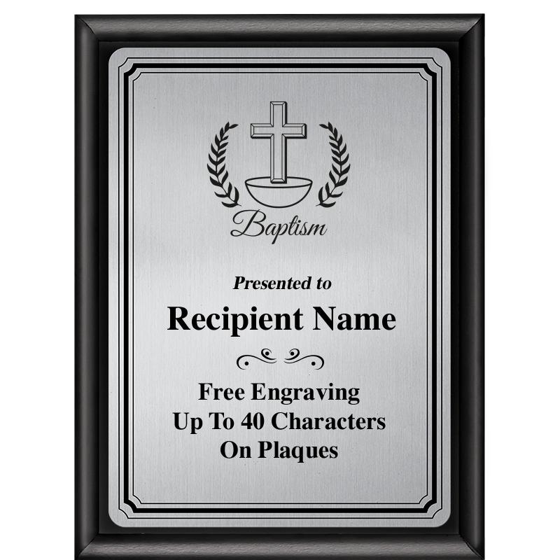 6X8 SLVR TRIO PLT BLK SHNY PLQ