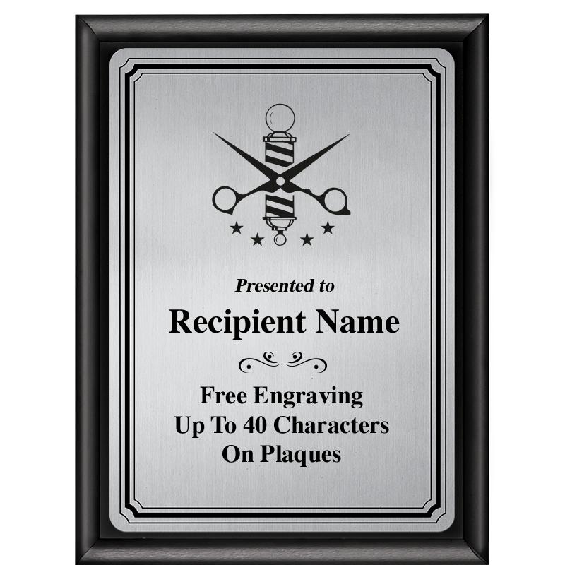 6X8 SLVR TRIO PLT BLK SHNY PLQ