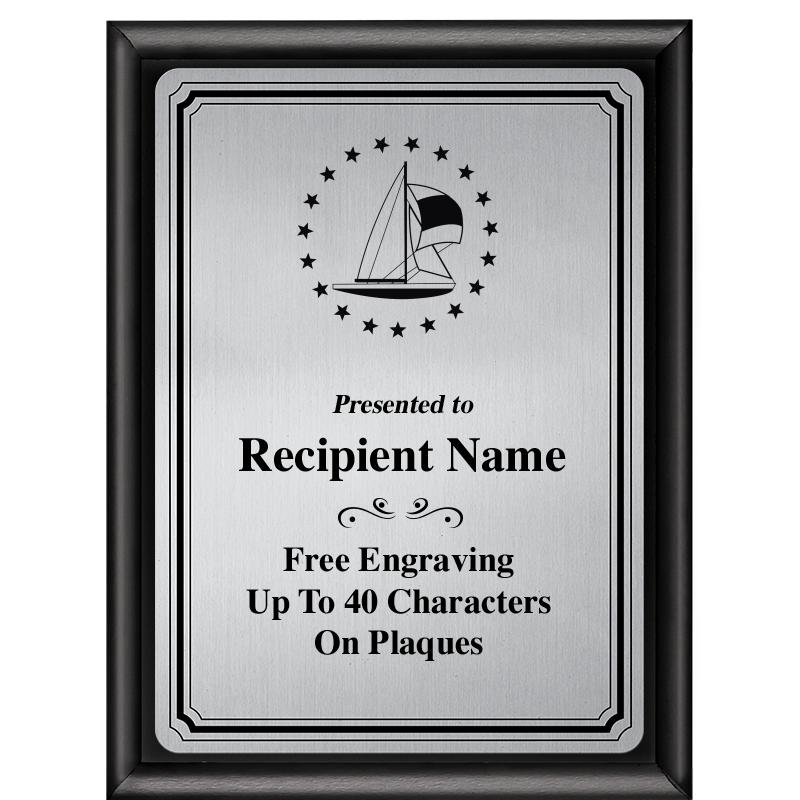 6X8 SLVR TRIO PLT BLK SHNY PLQ