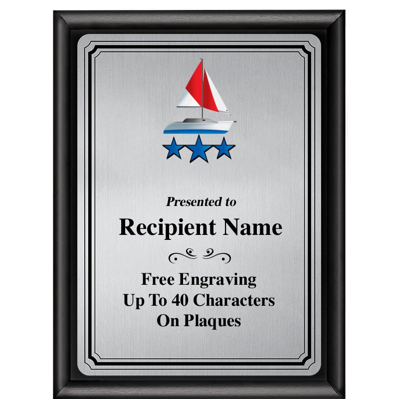 6X8 SLVR TRIO PLT BLK SHNY PLQ