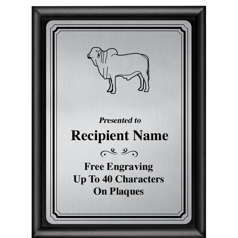 6X8 SLVR TRIO PLT BLK SHNY PLQ