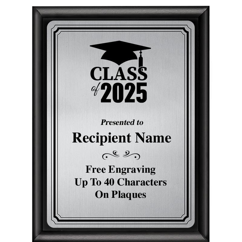 6X8 SLVR TRIO PLT BLK SHNY PLQ