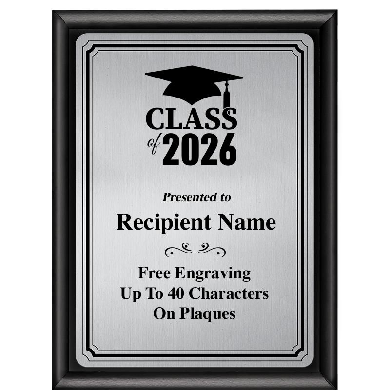 6X8 SLVR TRIO PLT BLK SHNY PLQ